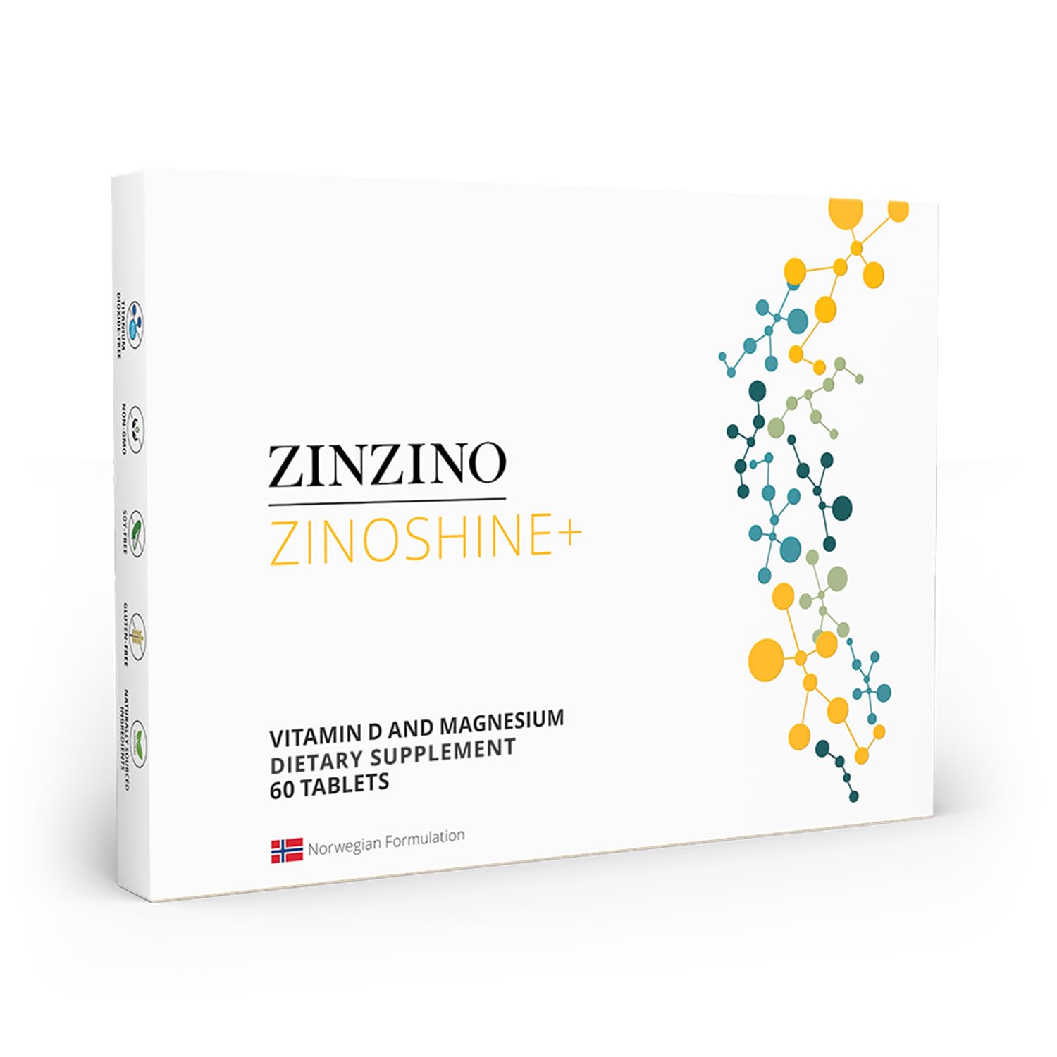 ZINZINO ZinoShine+ Vitamin D3 & Magnesium Supplement for Immune Support, Energy, Muscle, Bone & Teeth Health - Reduces Fatigue - 60 Tablets