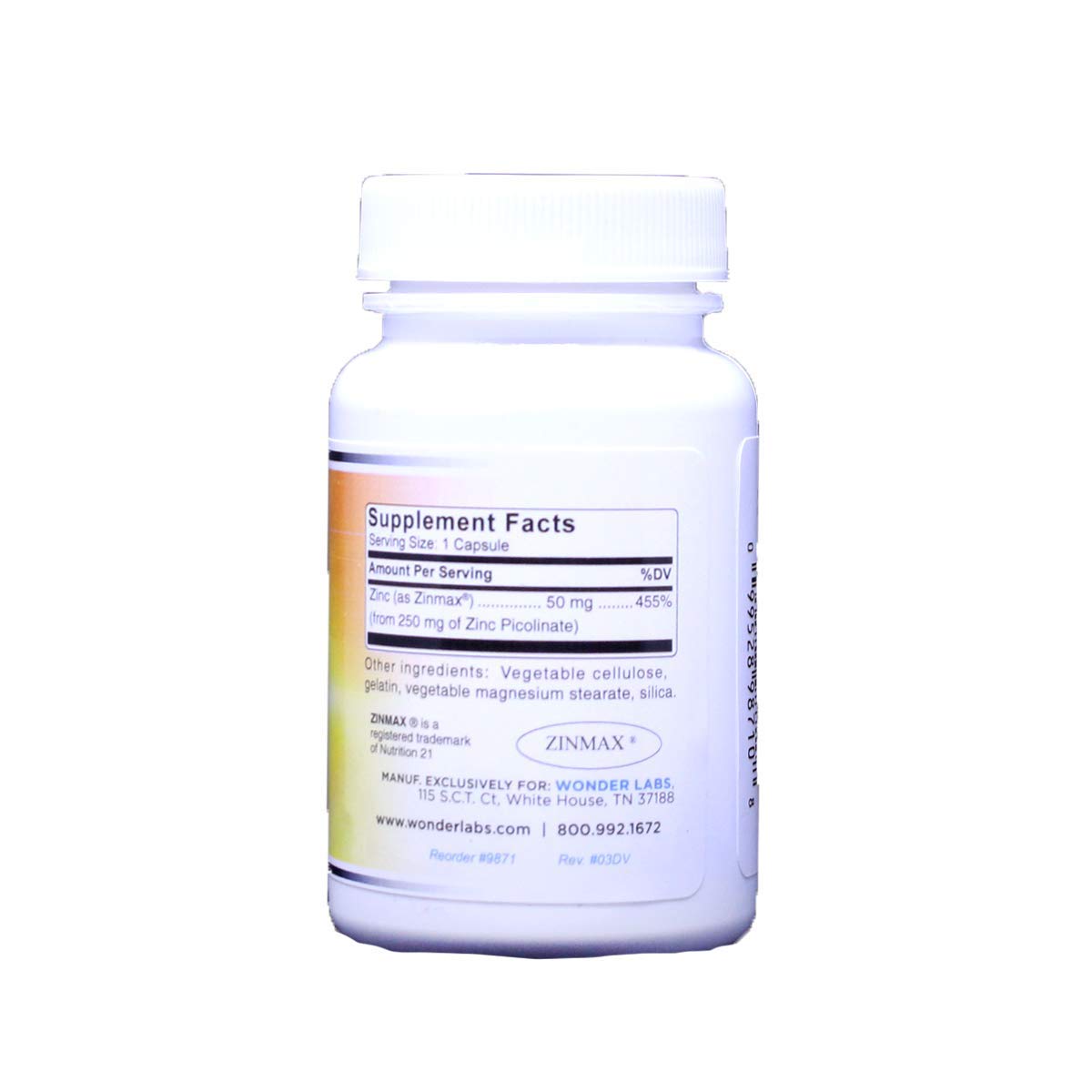 Wonder Laboratories Zinc Picolinate 50 mg Capsules 100 Count