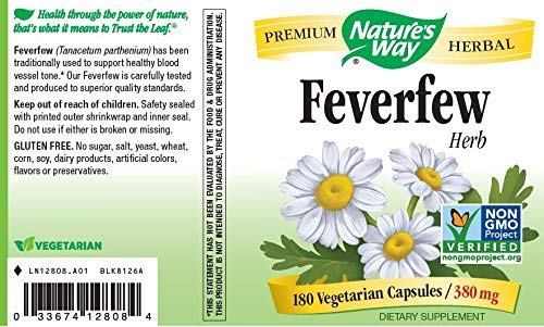 Nature's Way Feverfew Leaves 380 mg Capsules, 2-Pack