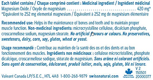 Swiss Natural Magnesium Oxide 420mg Tablets 90 Tablets
