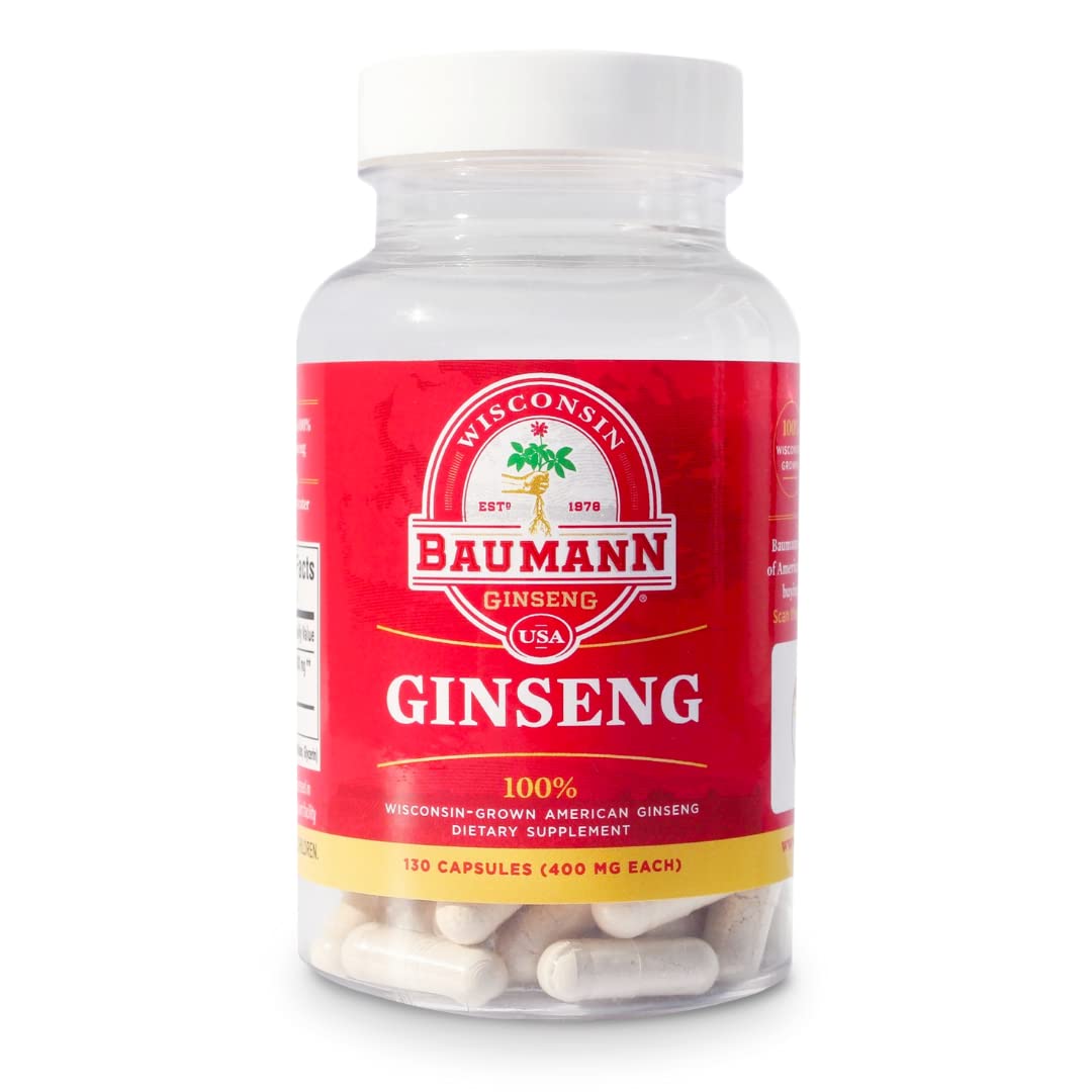 Baumann Ginseng USA Wisconsin Ginseng Capsules, 130 Capsules