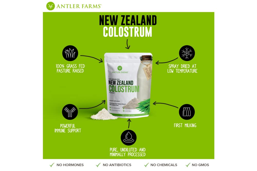 Antler Farms 100% Pure New Zealand Colostrum Powder, 16 oz