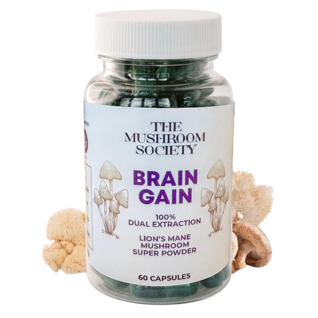 The Mushroom Society Brain Gain Lion's Mane Supplement 60 Capsules
