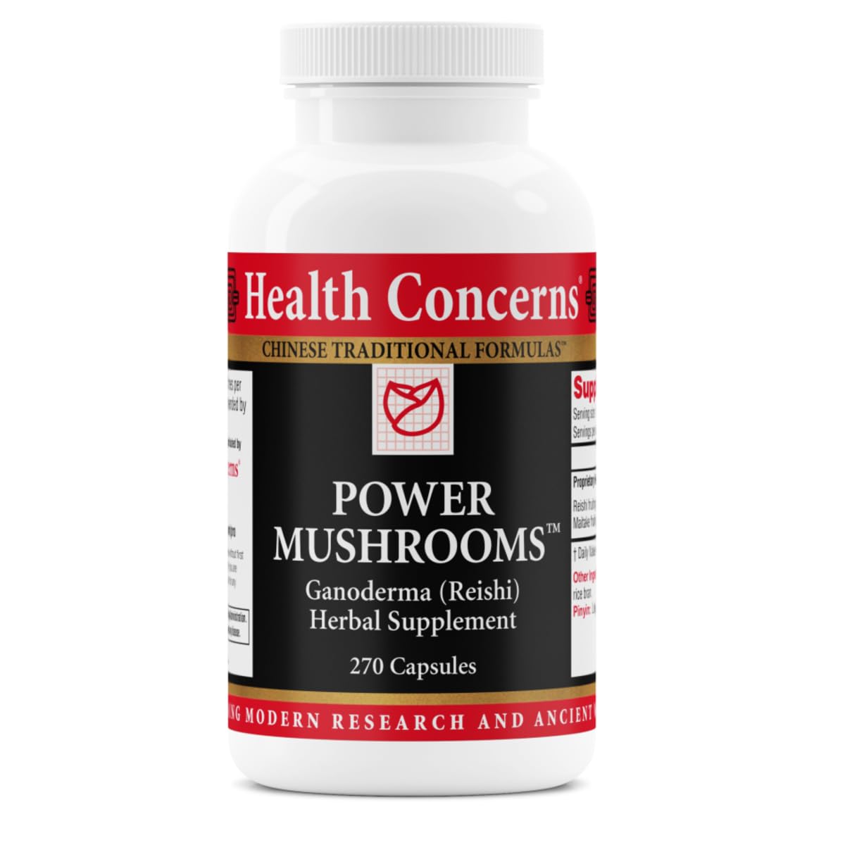 Health Concerns Power Mushrooms Immune Support & Energy Reishi Tremella Maitake Poria Mushroom Extract Digestive & Respiratory Health Herbal Supplement Qi & Yin Tonic, 270 Capsules