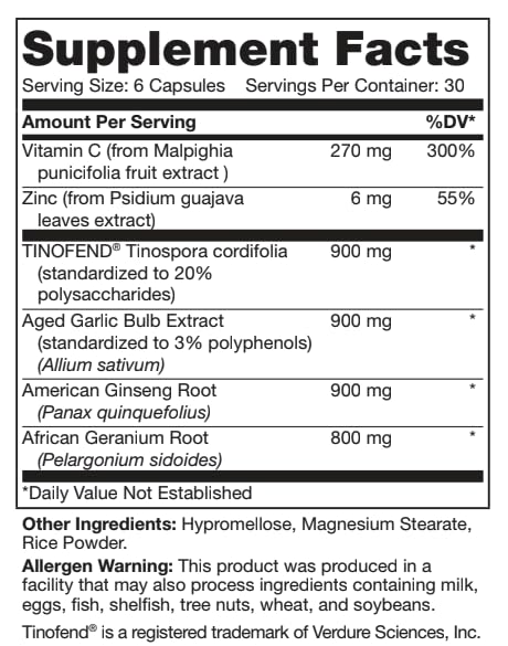 LEGION Immune Booster for Adults Capsule, 180 Count, Vitamin C 500mg, American Ginseng, Guduchi, Garlic