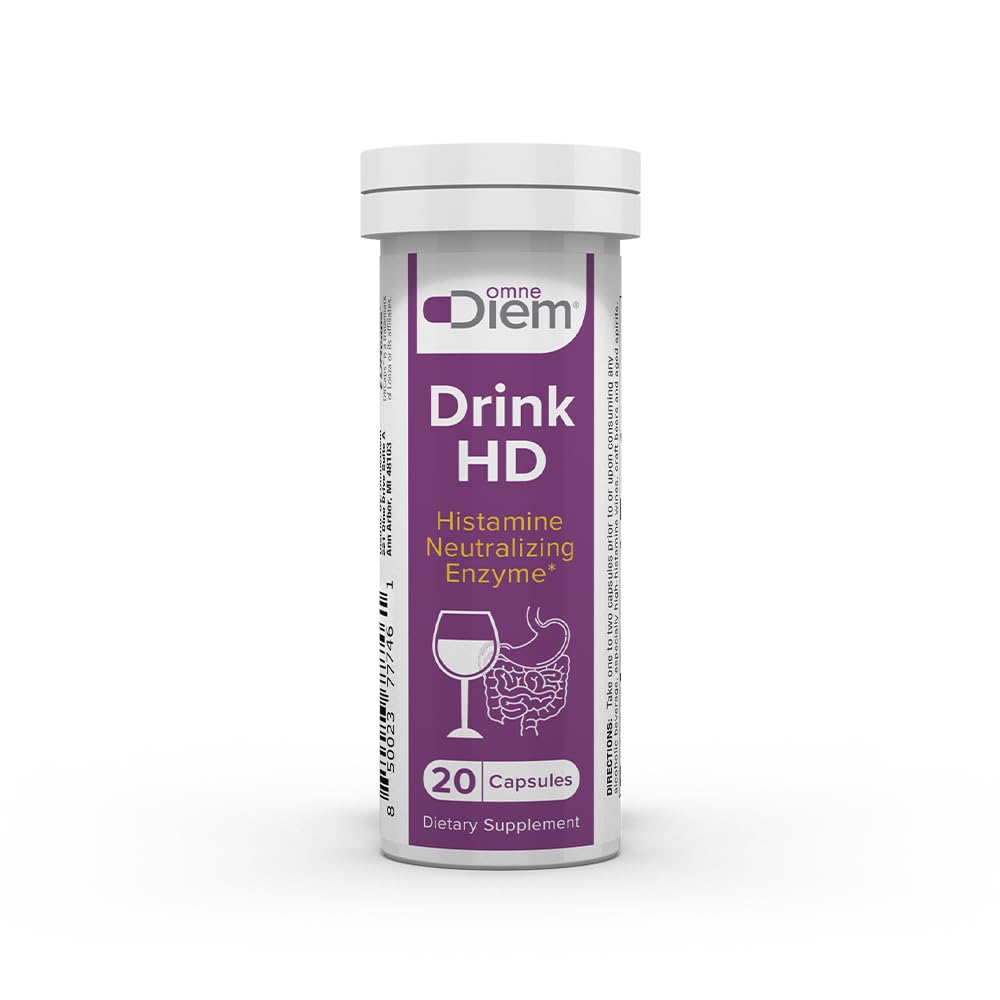 Omne Diem Drink HD Dietary Supplement: Natural Histamine Neutralizing & Digesting Enzyme – Diamine Oxidase DAO Capsules, 20 Count
