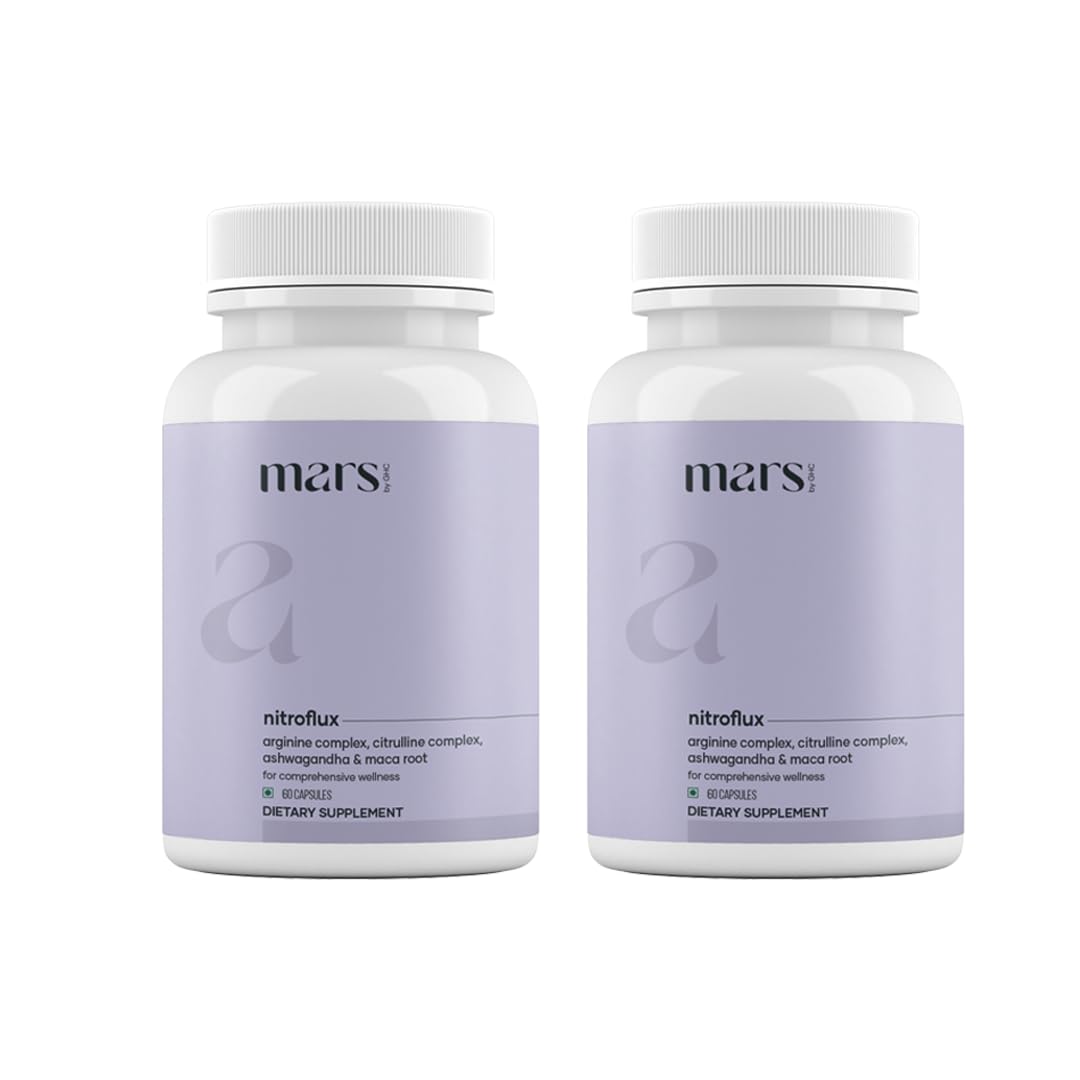 Mars by GHC NitroFlux Nitric Oxide Booster Capsules, Ashwagandha & Maca Root, Pre Workout Supplement, Wellness Formula, 2 Pack