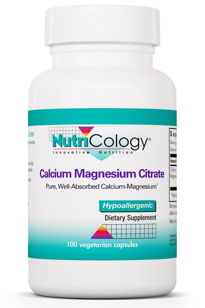 Allergy Research Group Calcium Magnesium Citrate Equal Ratio Mineral Formula, 100 Capsules