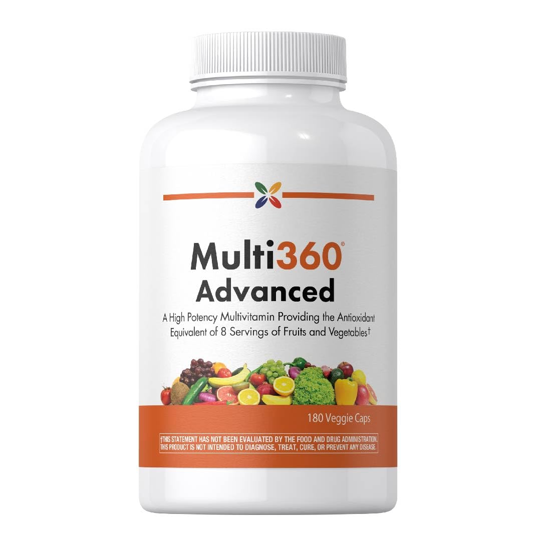 Stop Aging Now Multi360 Multivitamin for Women & Men with Zinc, Biotin, Vitamin C, D3 & B12 Daily Antioxidant Complex, 180 Veggie Capsules
