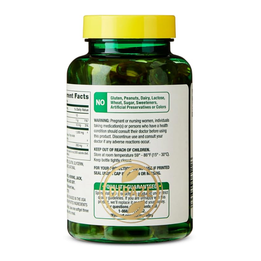 Generic Omega-3 Fish Oil Softgel 1000 mg, 60 Count