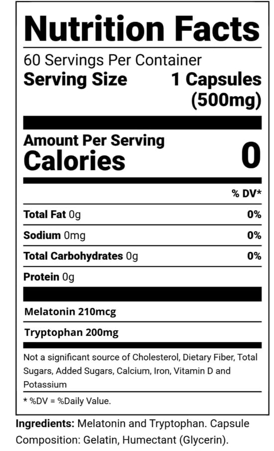Generic Melatonin + Tryptophan 60 Capsules