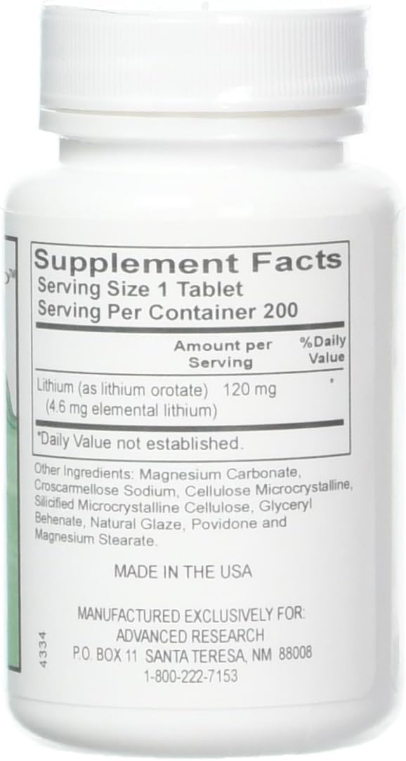 NCI Advanced Research Lithium Ootate 120 Mg Tablets, 200 Tablets (Pack of 2)