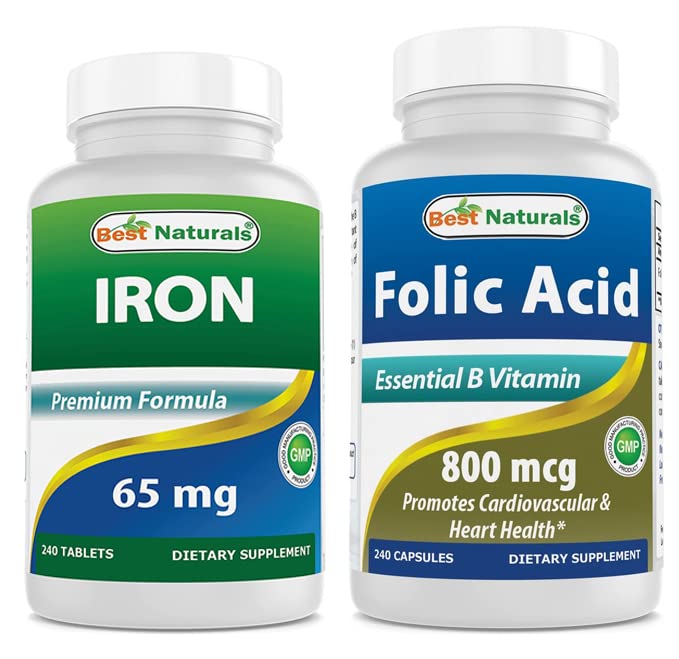 Best Naturals Iron 65 mg & Folic Acid 800 mcg, 240 Capsules