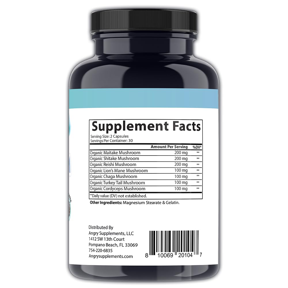 Angry Supplements Mindful Mushrooms Capsules 60 Count