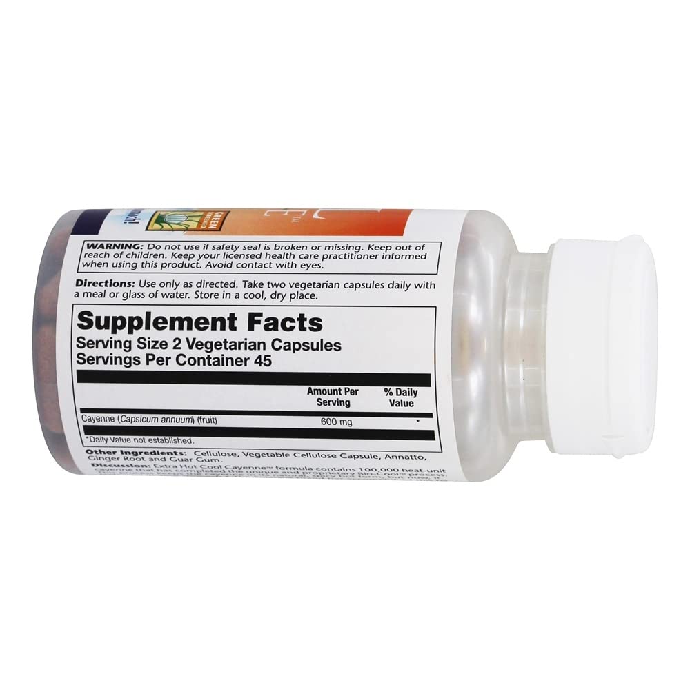 Solaray Cool Cayenne Extra Hot Capsules, 90 Count