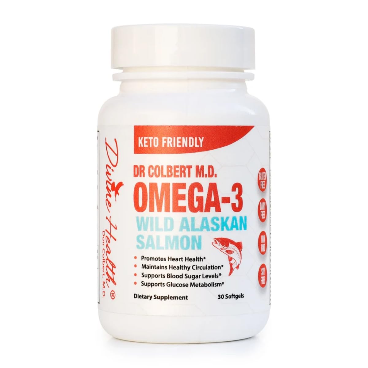 Divine Health Wild Alaskan Salmon Omega-3 1000mg Salmon Oil DHA & EPA Capsules, 30 Count