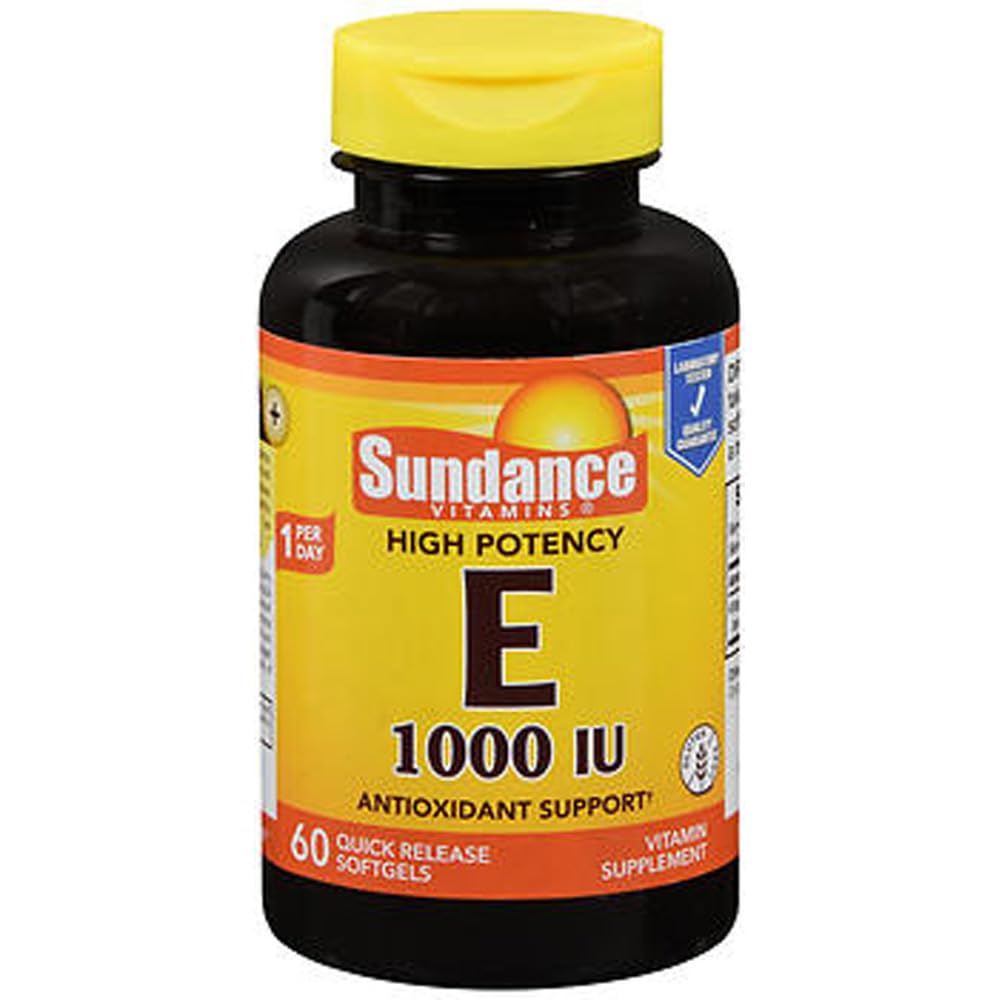 Sundance Vitamin E High Potency 1000 IU Softgels, 120 Count