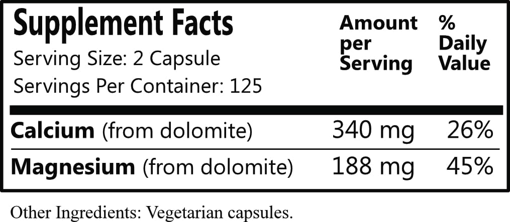 Daily Manufacturing Dolomite Capsules, 250 Count