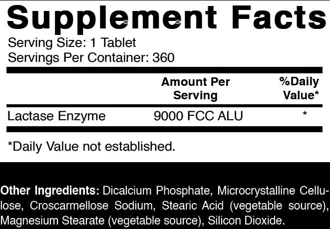 Oxify Lactase Enzyme 9000 FCC ALU Tablets, 360