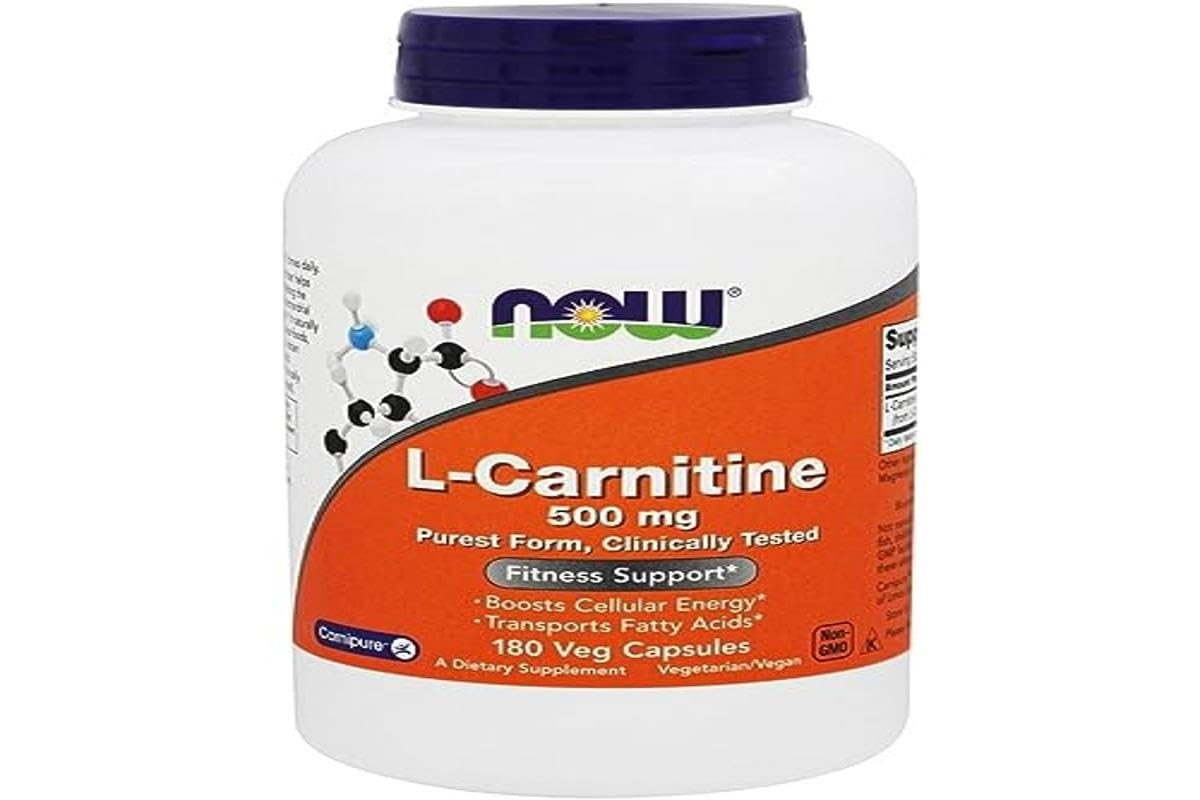 NOW Foods L-Carnitine 500 mg Veg Capsules, 180 Capsules