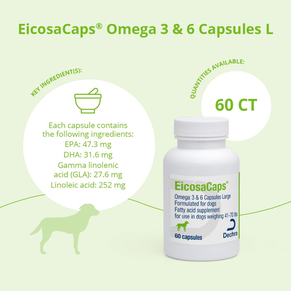 EicosaCaps Omega 3 & 6 Capsules for Dogs, 60 Capsules