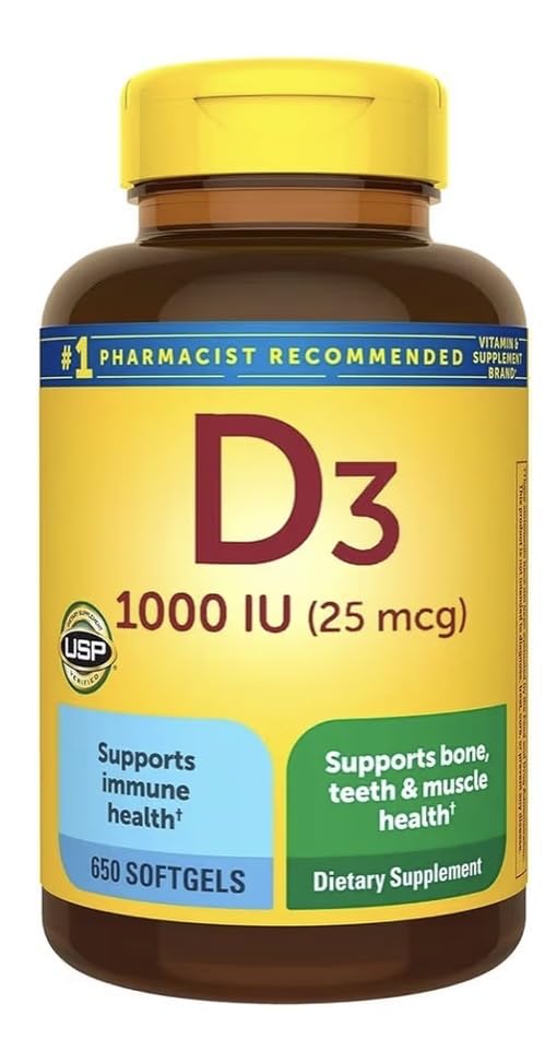 Generic Vitamin D3 25mcg (1000 IU) Softgels, 650 Count