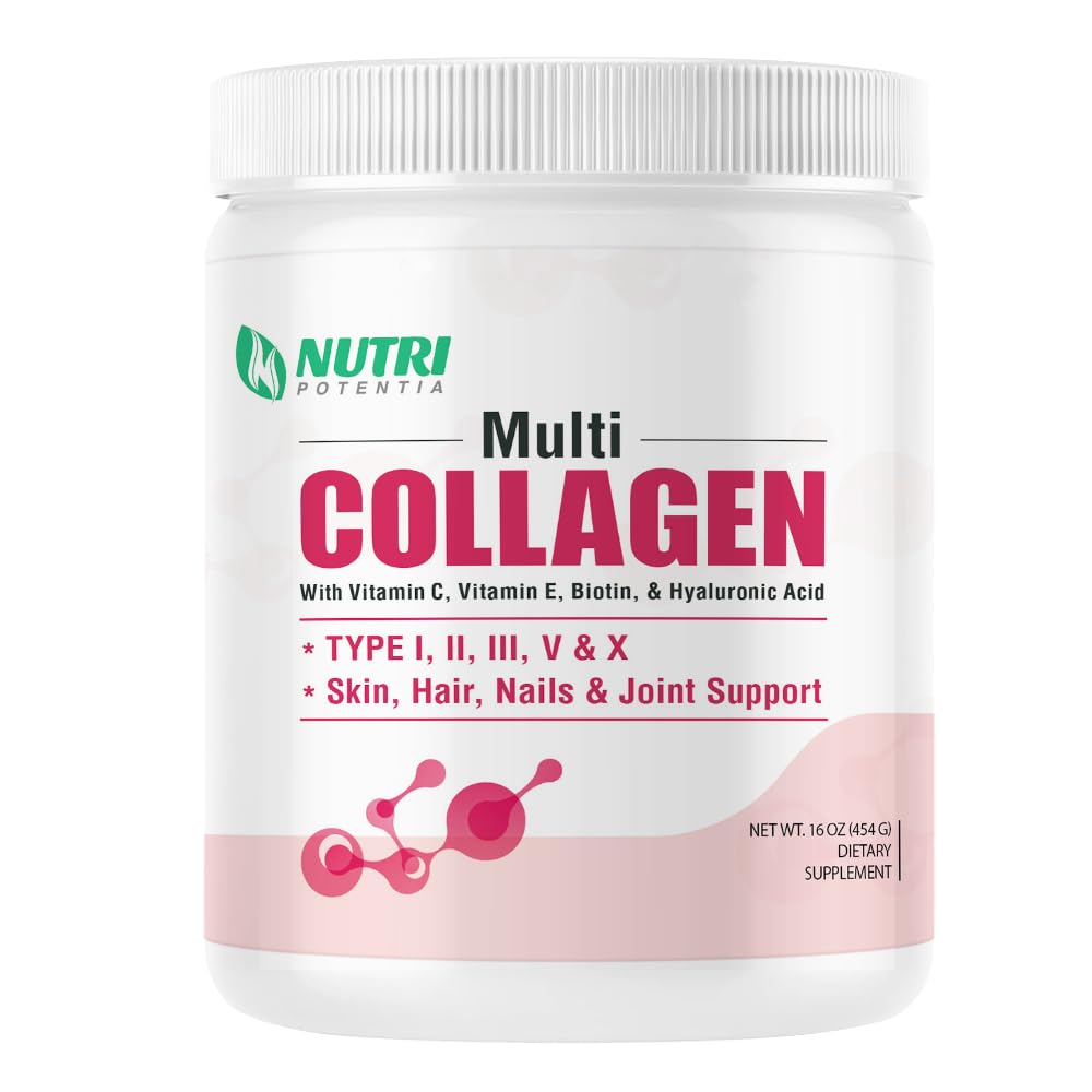 NUTRI POTENTIA Multi Collagen Peptides Powder, 16 oz