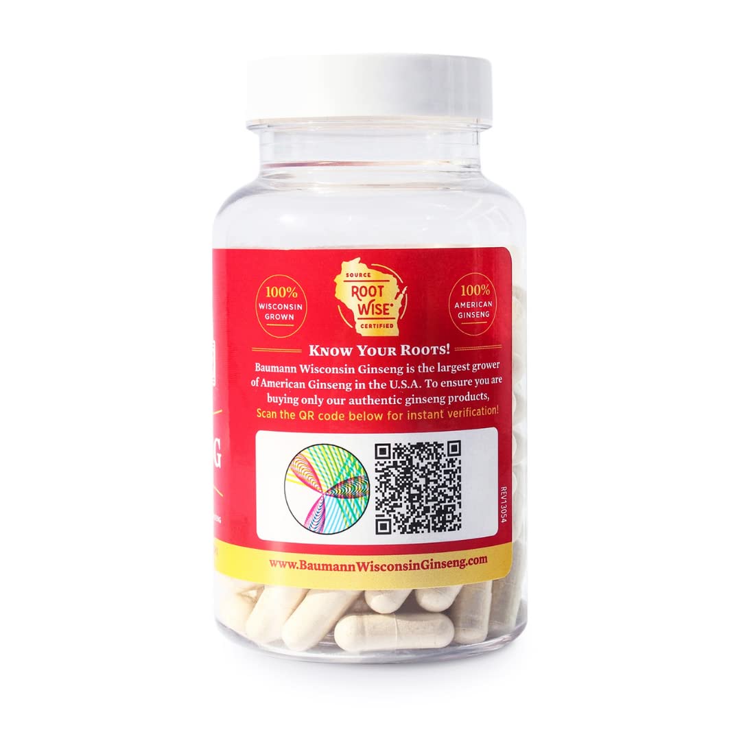 Baumann Ginseng USA Wisconsin Ginseng Capsules, 130 Capsules