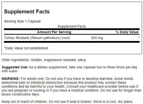 Swanson Turkey Rhubarb 100 Capsules