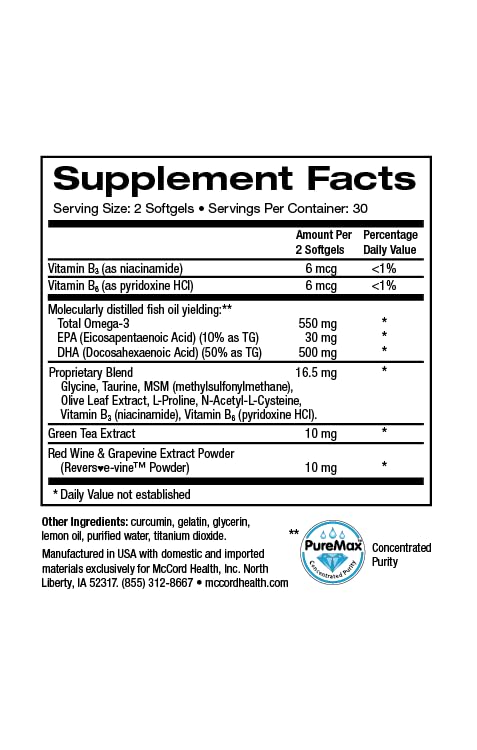 Pinnaclife McCord HeartHealth Omega-3 Fish Oil with Lemon Softgel 60 Count