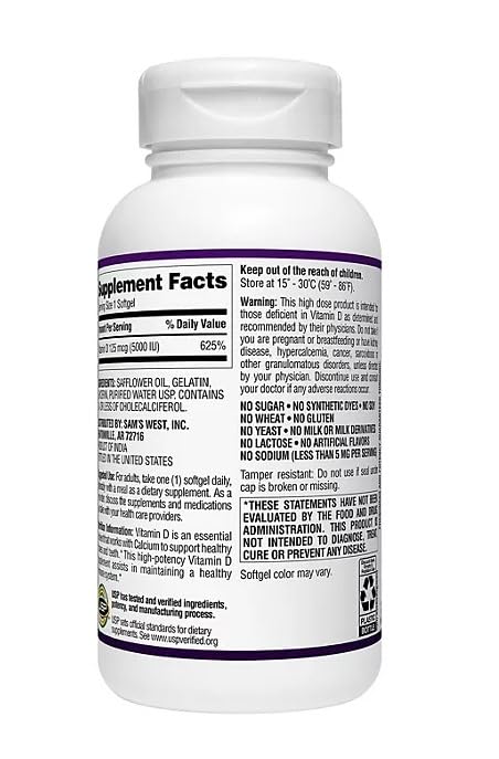 Generic Vitamin D3 125 mcg Softgel 400 Count