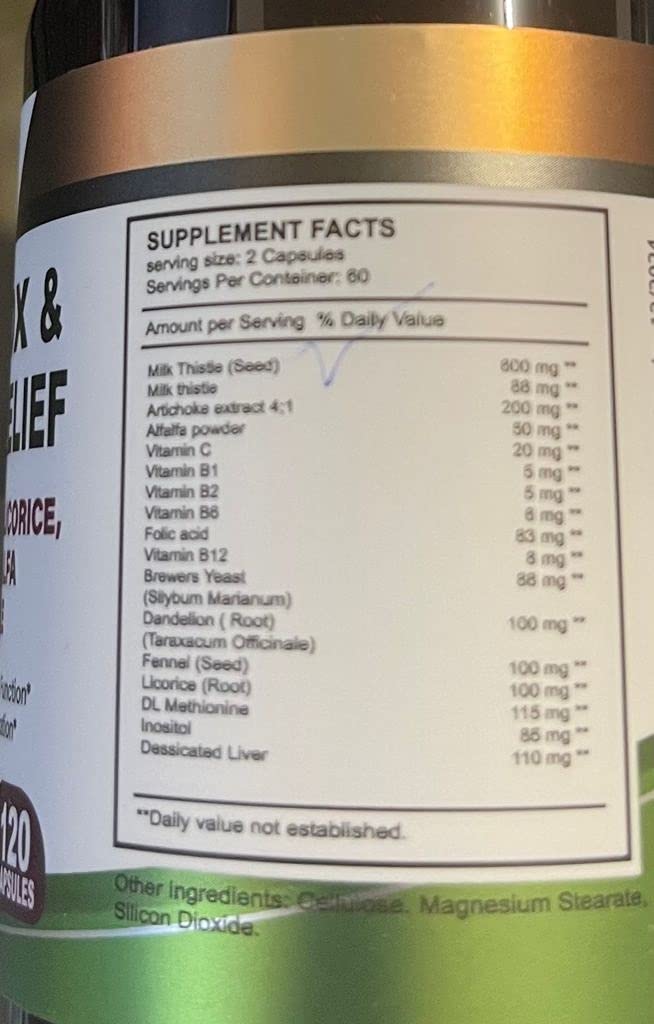 VITAMISAN Liver Cleanse Detox Capsules with Milk Thistle, Fennel, Alfalfa, Vitamin B, Artichoke & Dandelion Root – Immune Support for Men & Women, 240 Capsules