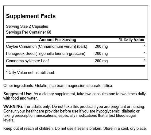 Swanson Full Spectrum Cinnamon, Fenugreek & Gymnema Capsules 120