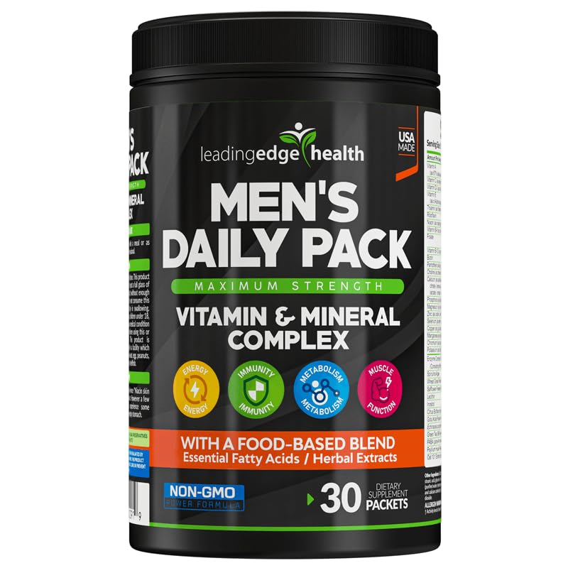 LeadingEdge Health Men's Daily Pack Maximum Strength All-in-One Multivitamins & Multiminerals Complex, Made in USA, 210 Tablets