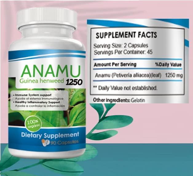 VITAMISAN Anamu 1250 mg Organically Grown Petiveria alliacea 180 Capsules