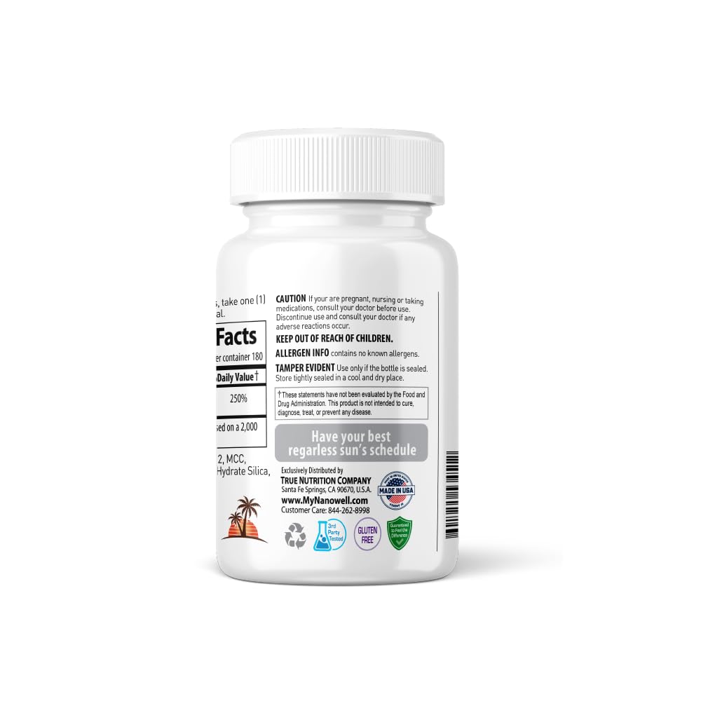 NANOWELL Vitamin D3 2000iu (50 mcg) Bone, Muscle Health and Immune Support Supplement, 180 Tablets