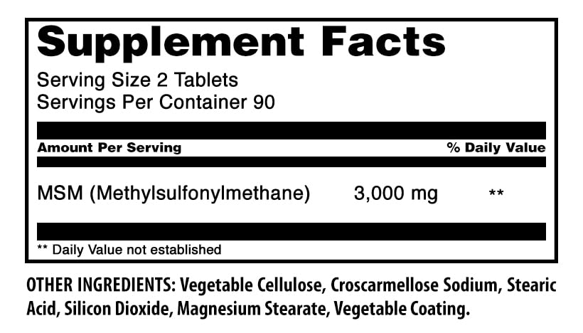 Amazing Nutrition MSM (Methylsulfonylmethane) Supplement Tablets, 180 Count