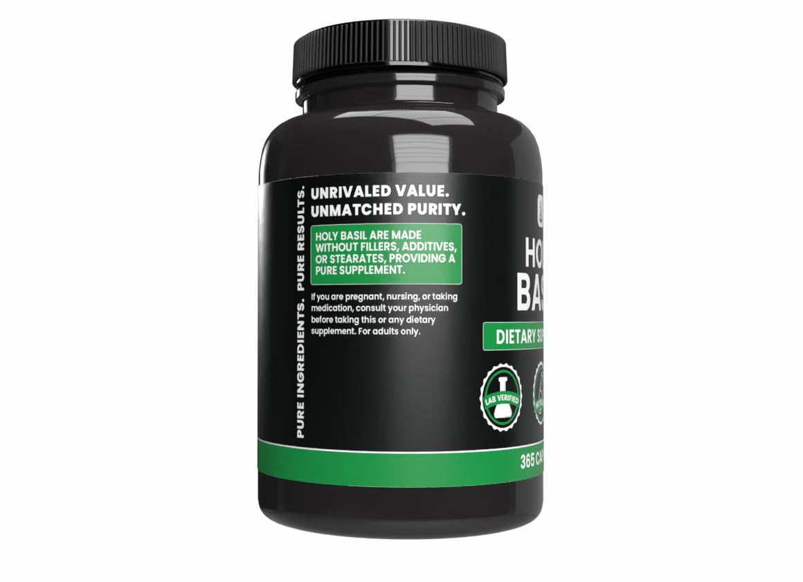 Pure Organic Ingredients Holy Basil 365 Capsules