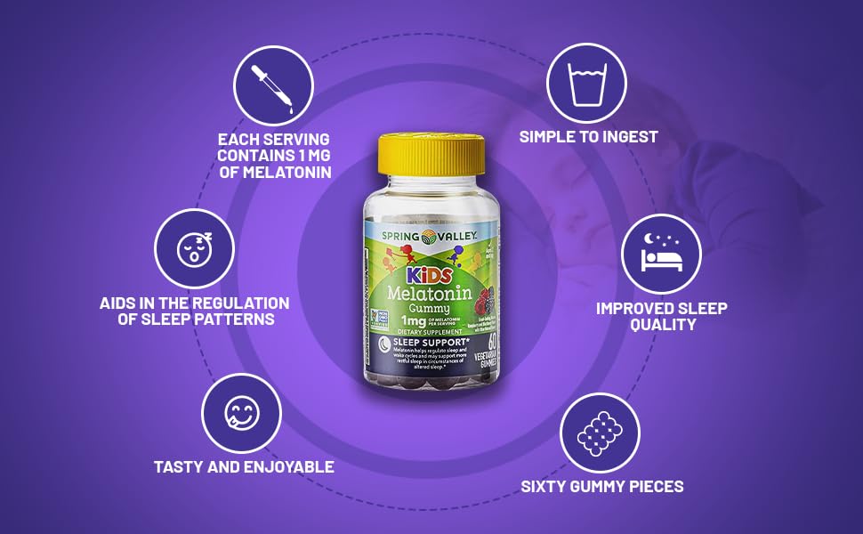 LightSpring Vegetarian Melatonin Gummies for Kids 60 Count