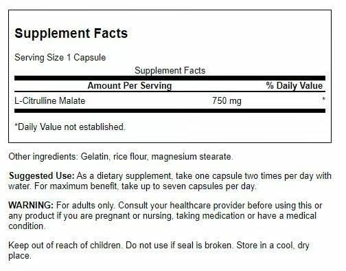 Swanson L-Citrulline Malate Capsules, 180 Capsules