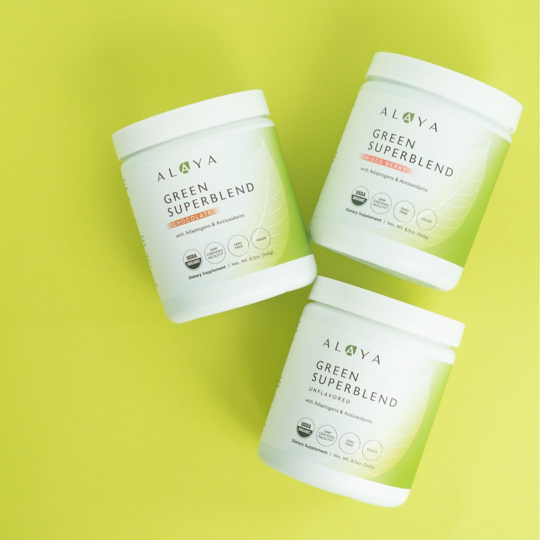 Alaya Naturals Organic Super Greens with Spirulina (Mixed Berry) Powder 8.5 Ounce