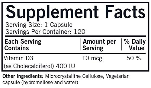Kirkman Vitamin D-3 400 IU, 120 Capsules