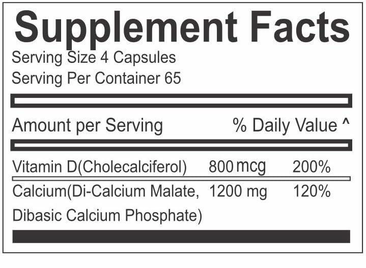 Vita4Life Calcium Malate + D3 Fast-Dissolve Capsules, 360 Count
