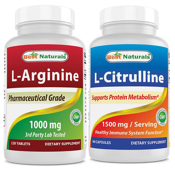 Best Naturals L-Arginine 1000 mg & L-Citrulline 1500 mg, Capsules, Tablets, 90