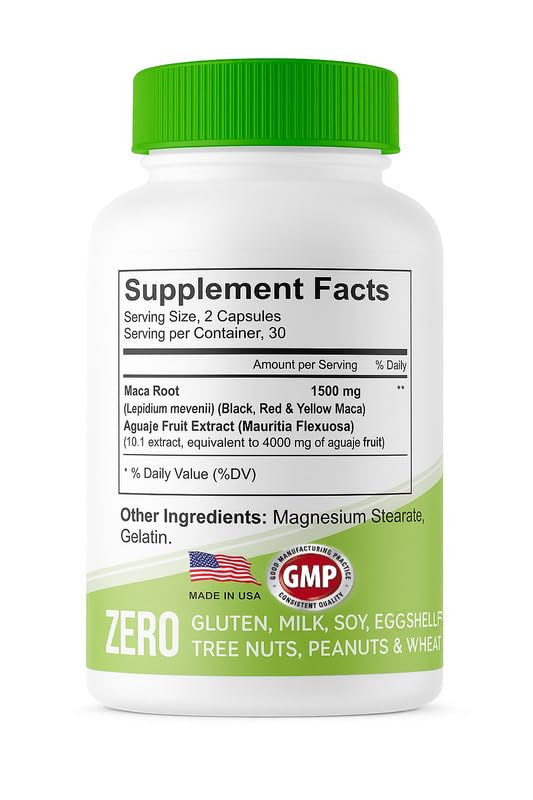 VITAMISAN Maca Xtra Extreme 1500 mg – Maca Root + Aguaje Extract 1500 mg Capsules, 60 Count