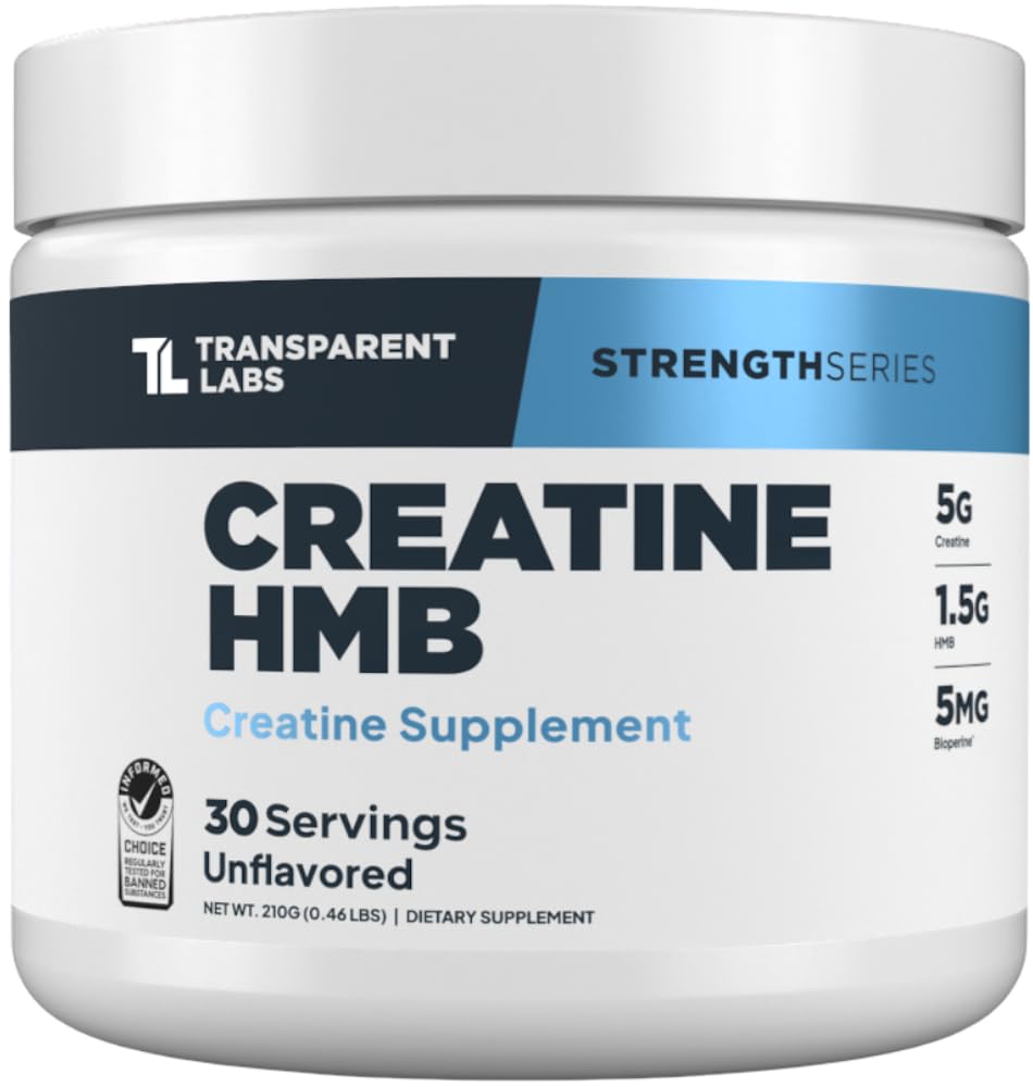 Transparent Labs Creatine HMB Creatine Monohydrate Powder, 30 Servings