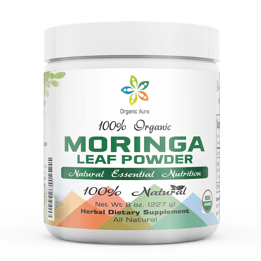 Organic Aura International Certified Organic Moringa Leaf Powder 8 oz