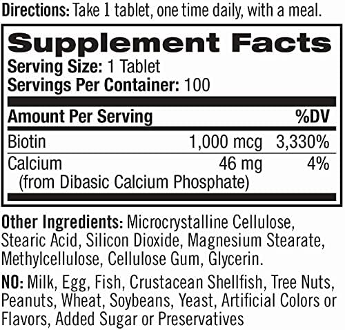 Natrol Biotin Maximum Strength 10,000 mcg Tablets, Pack of 4