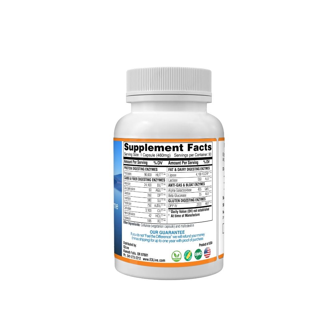 E3LIVE E3 Enzymes Capsule, 90 Count