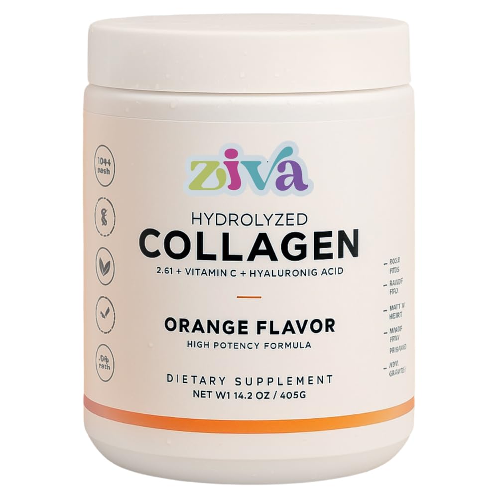 ZIVA Hydrolyzed Collagen – Orange Flavor Powder 14.2 Ounce